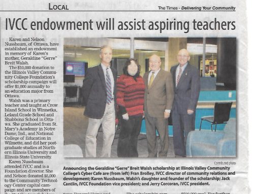 IVCC Endowment will Assist Aspiring Teachers